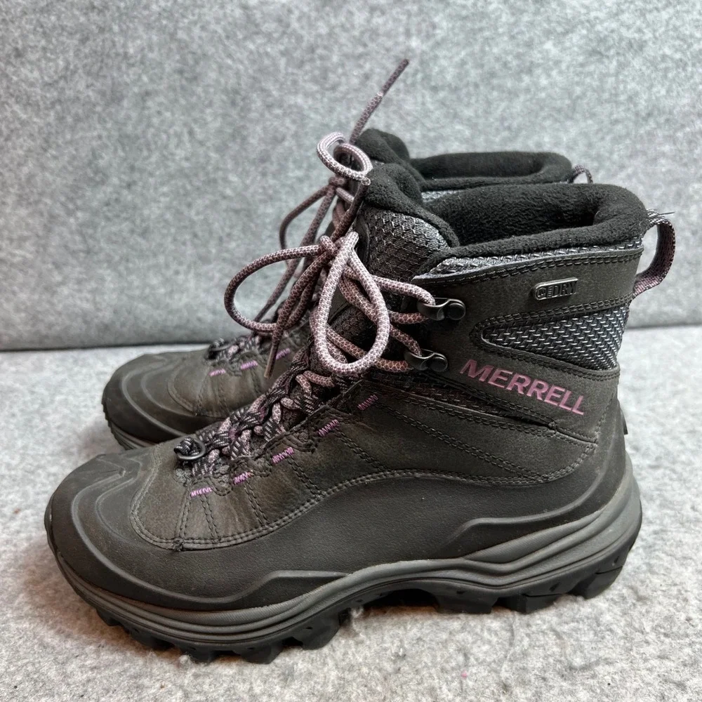 Merrell Thermo Chill Mid Shell Waterproof Hiking Boots Black Purple Women 7.5